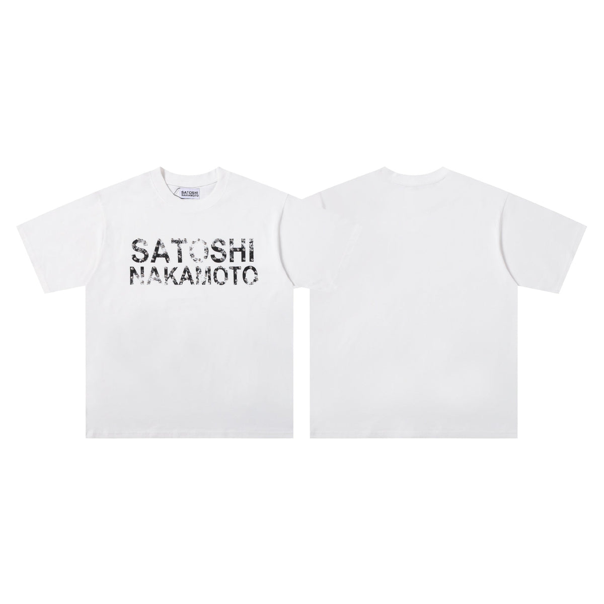 Satoshi Nakamoto Letter Graphic Washed Crew Neck Short Sleeve T-Shirt