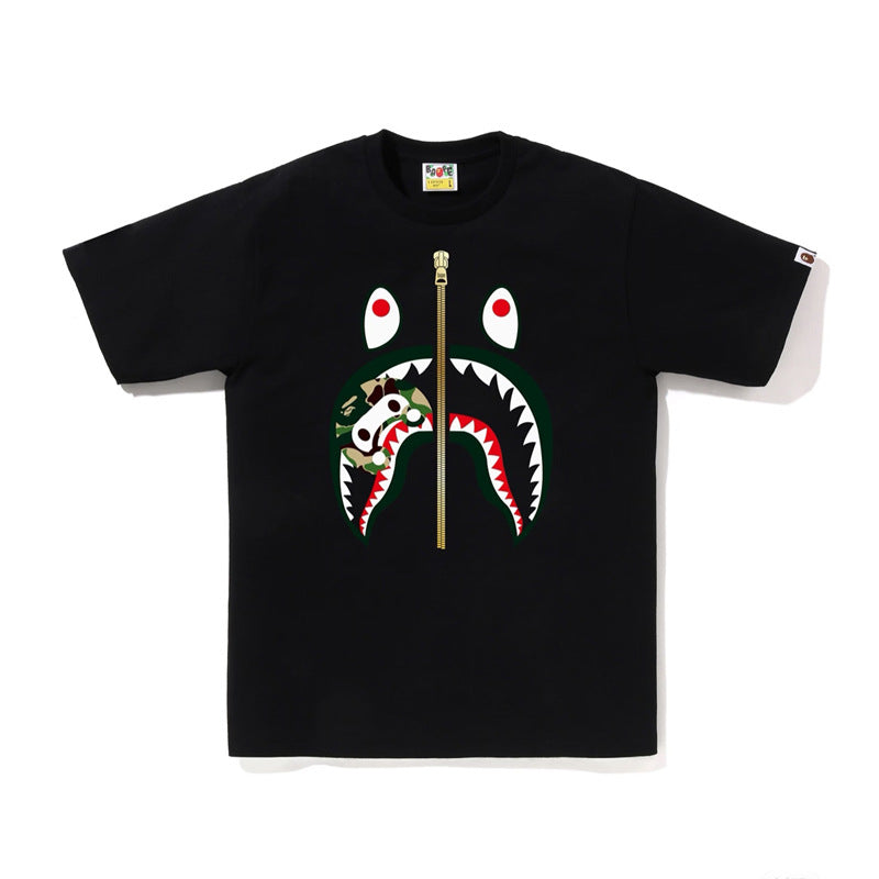 BAPE Ape Head Shark Print Unisex Casual T-Shirt