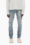 P001 Worn Indigo Slashed Paint