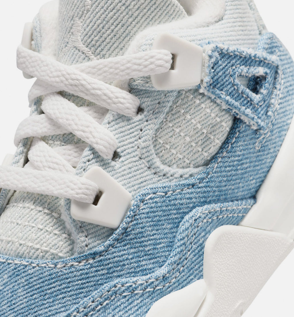 Air Jordan 4 Retro Worn Blue Infant/Toddler Lifestyle Shoe - Sail/Worn Blue/Metallic Gold