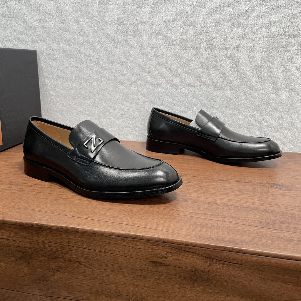 Zegna Men's Black Metal-Accent Loafers