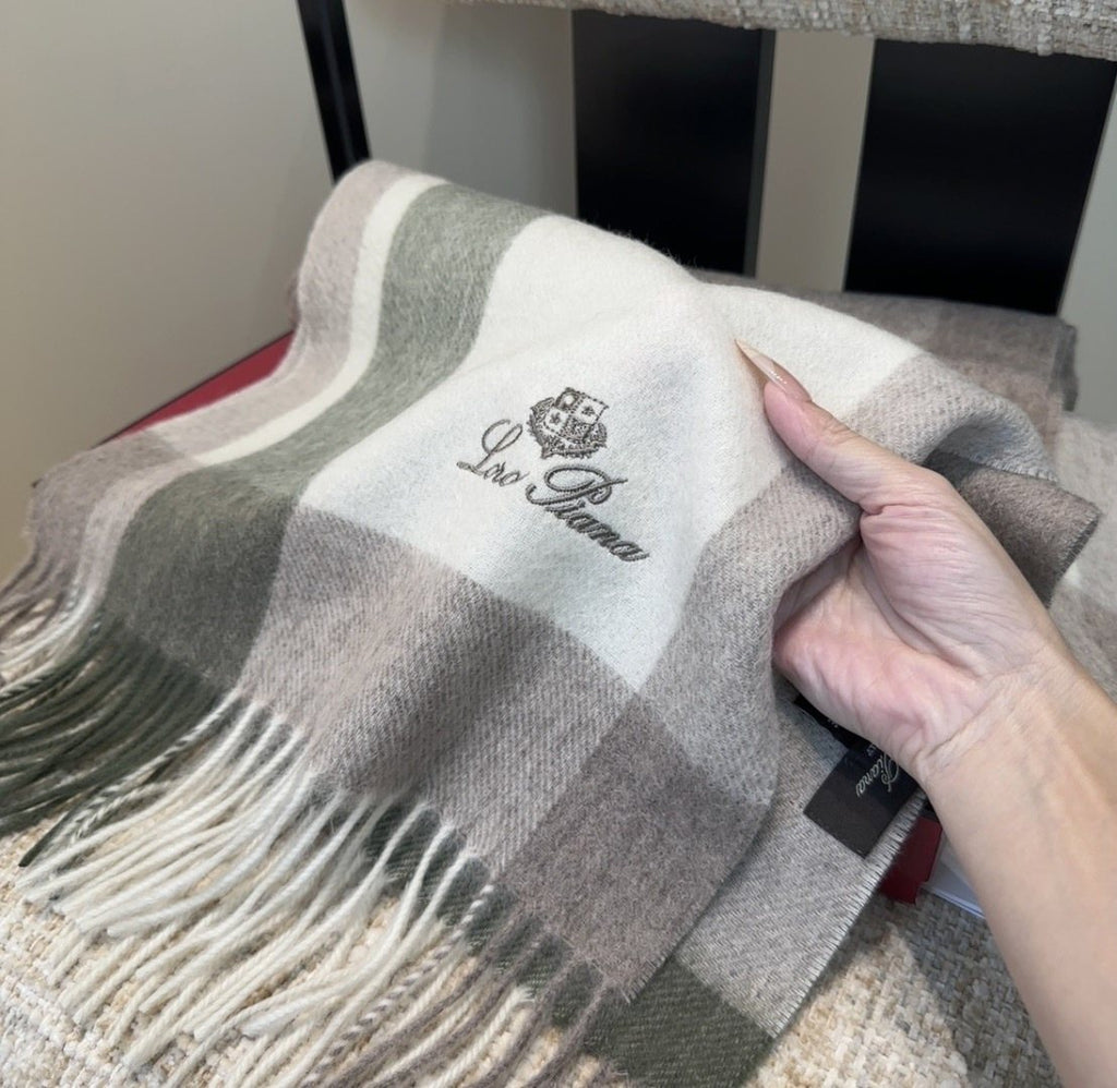 Loro Piana Fringed Plaid Scarf